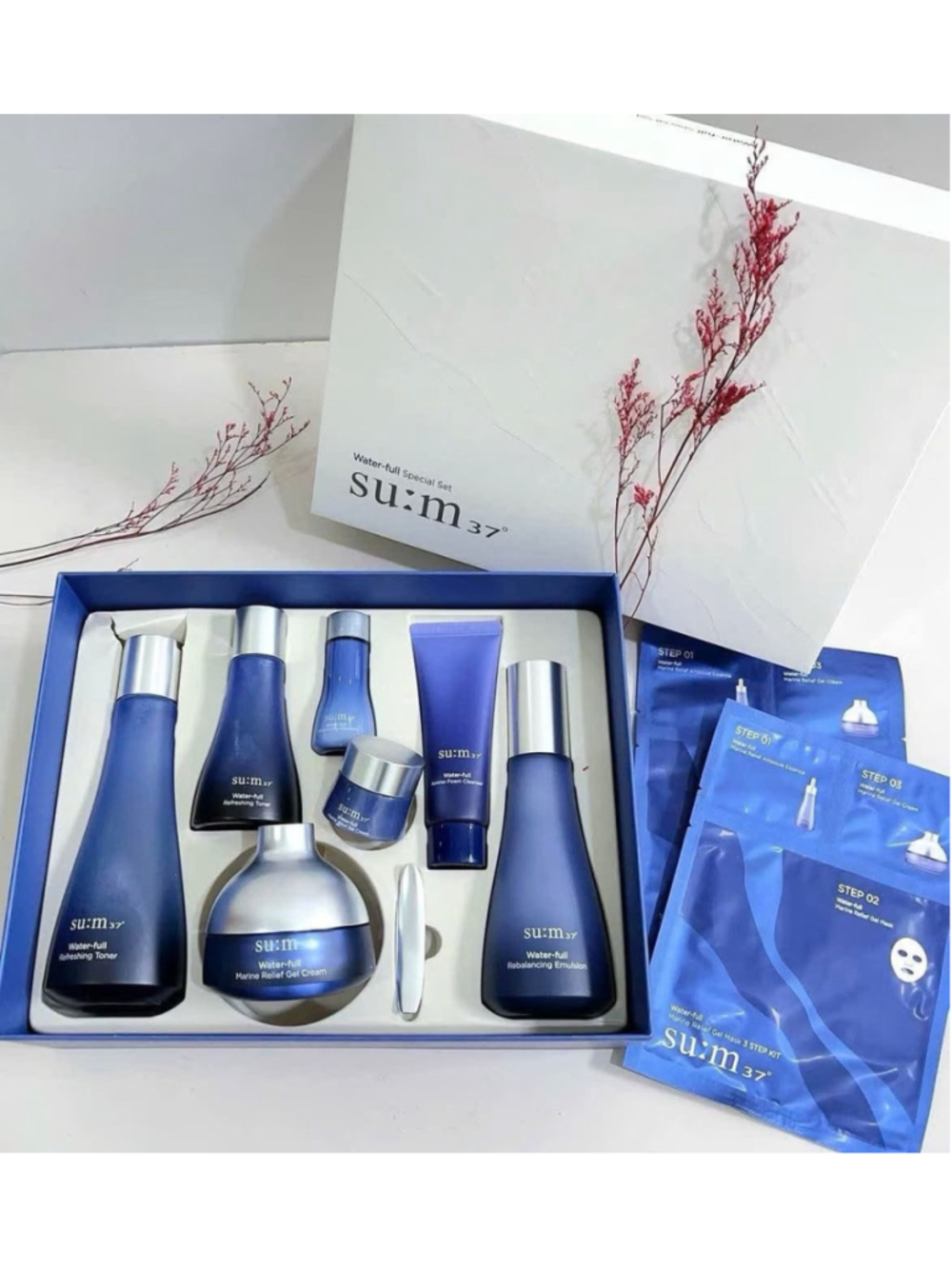 SU:M37 Water Full Special 3 Kinds Set Deep Hydration Toner Emulsion Cream